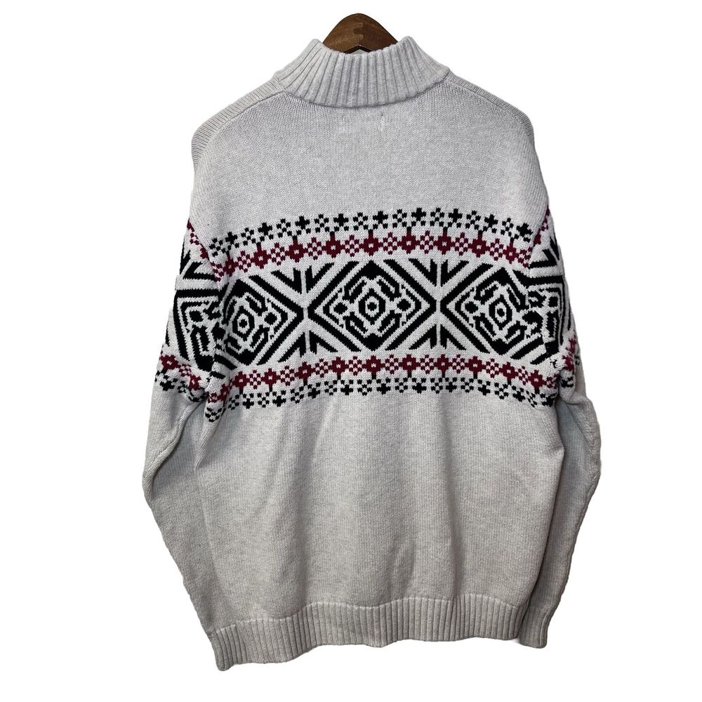 Chaps Fair Isle Nordic Cotton Pullover Mens XL Mock Neck Sweater Apres Chalet - Picture 3 of 16
